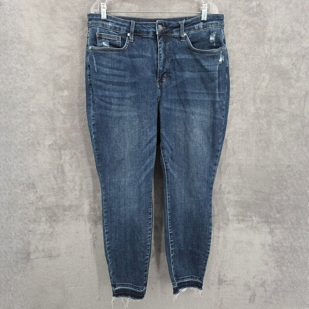 Judy Blue Skinny Fit Jeans 20W Medium Wash Distressed Raw Hem High Rise Stretchy